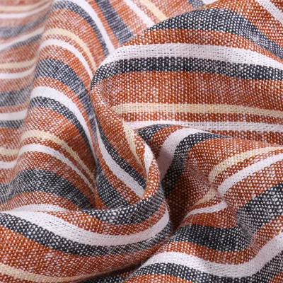 Tissu Lin Viscose Pierrick sur fond Terracotta - Par 10 cm