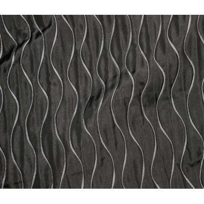 Tissu Jacquard gauffré Rayures ondulées sur fond Noir - Par 10 cm