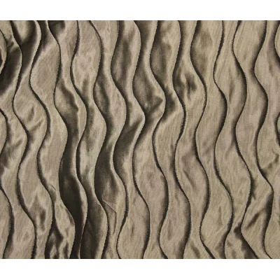 Tissu Jacquard gauffré Rayures ondulées sur fond Beige - Par 10 cm