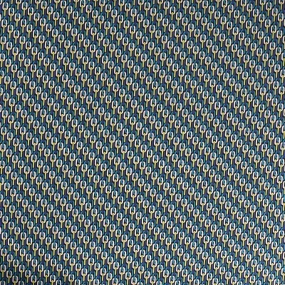 Tissu Satin imprimé Motif chaîne vert et bleu sur fond Noir - Par 10 cm