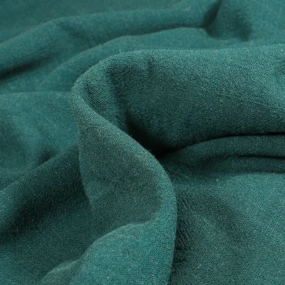 Tissu Lin lavé Viscose uni Vert émeraude - Par 10 cm