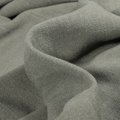 Tissu Lin lavé Viscose uni Gris - Par 10 cm