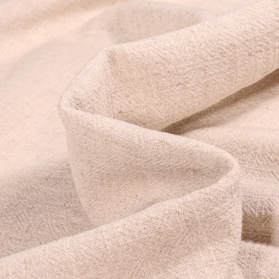 Tissu Lin lavé Viscose uni Beige clair - Par 10 cm