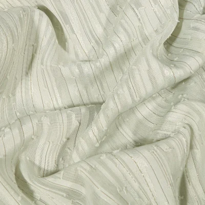Tissu Voile lurex Rayures sur fond Vert d&#039;eau - Par 10 cm
