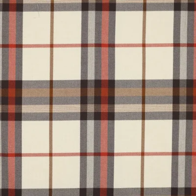 Tissu Tartan Ecossais  Valène sur fond Beige - Par 10 cm
