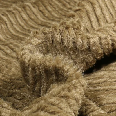 Tissu Fausse fourrure côtelé uni Vert kaki - Par 10 cm
