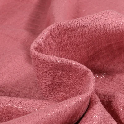Tissu Double gaze Pailleté uni Vieux rose - Par 10 cm