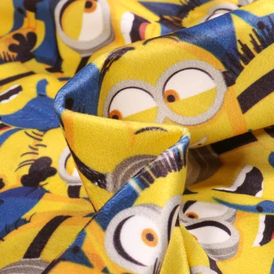 Coupon Tissus Velours d&#039;ameublement sous licence Les mignons sur fond Jaune - Coupon de 50 cm