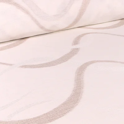 Tissu Voilage grande largeur Ondulations taupe sur fond Ecru - Par 10 cm