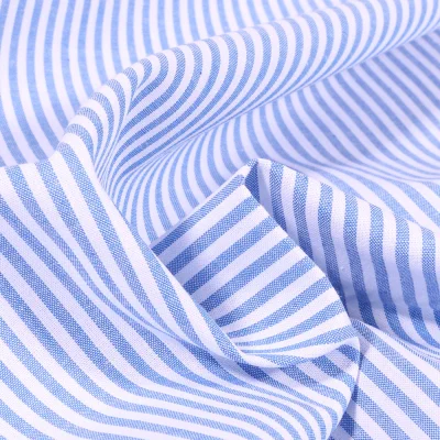 Tissu Vichy Rayures  Bleu - Par 10 cm