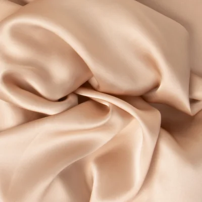 Tissu Soie uni Beige - Par 10 cm