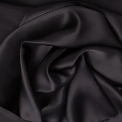 Tissu Soie uni Noir - Par 10 cm