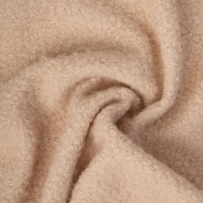 Tissu Bouclette Curly uni Beige - Par 10 cm