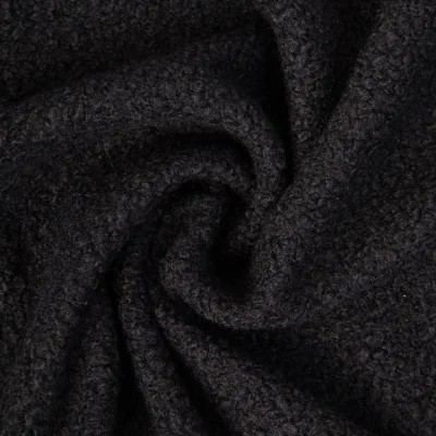 Tissu Bouclette Curly uni Noir - Par 10 cm