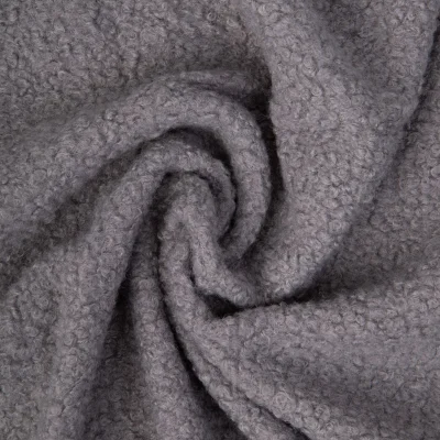 Tissu Bouclette Curly uni Gris - Par 10 cm