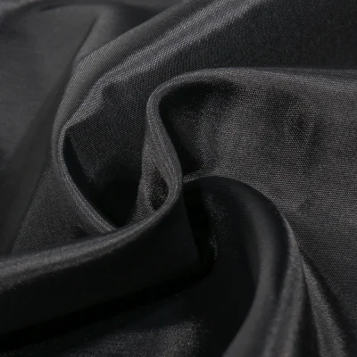 Tissu Doublure Pongé uni Noir - Par 10 cm
