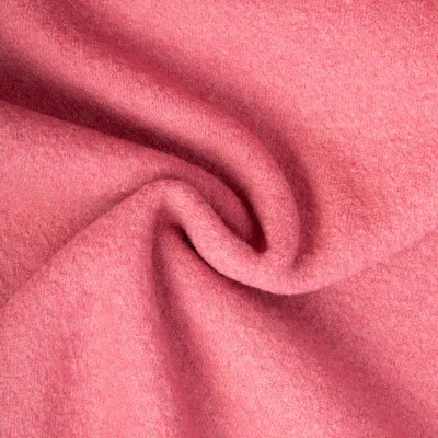 Tissu 100% Laine Bouillie uni Rose - Par 10 cm