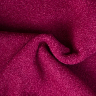 Tissu 100% Laine Bouillie uni Burgundy - Par 10 cm