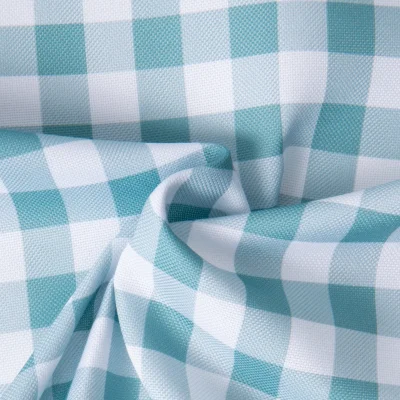 Tissu Polyester Vichy Céladon sur fond Blanc - Par 10 cm