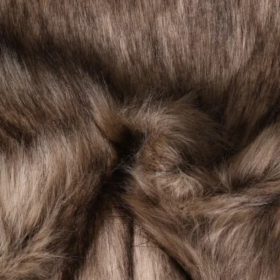 Tissu Fausse fourrure  poils long Ruth sur fond Marron - Par 10 cm