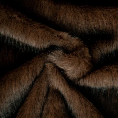 Tissu Fausse fourrure poils long Ruth Marron - Par 10 cm