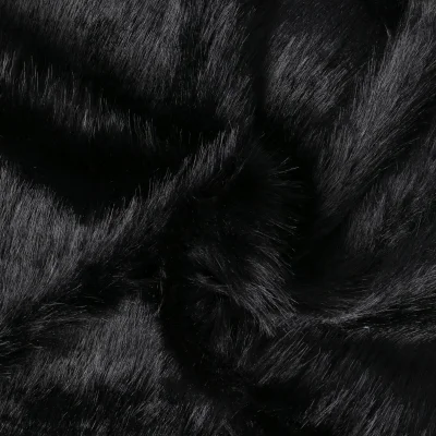 Tissu Fausse fourrure  poils long Olga sur fond Noir - Par 10 cm