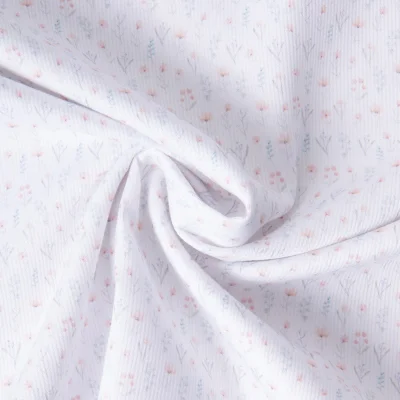 Tissu Pique de Coton  Nube flora sur fond Blanc - Par 10 cm