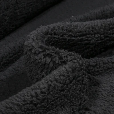  Tissu Fausse fourrure Doudou réversible uni Noir - Par 10 cm