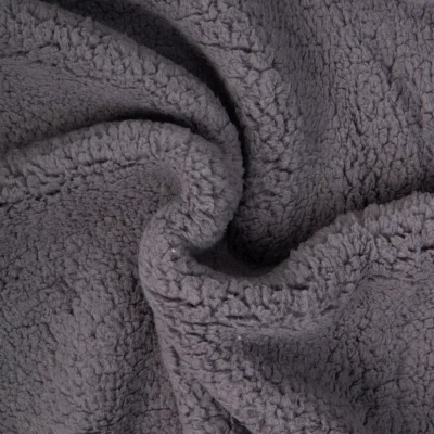 Tissu Fausse fourrure Sherpa Gris anthracite - Par 10 cm