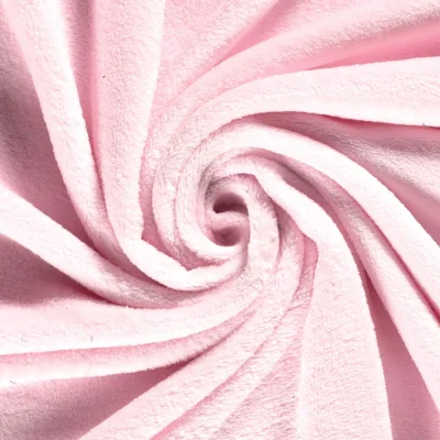 Tissu Doudou uni Rose poudré - Par 10 cm