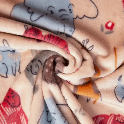 Tissu Doudou imprimé happy animaux sur fond Beige - Par 10 cm