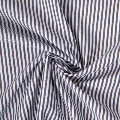 Tissu Vichy Coton rayé Noir - Par 10 cm
