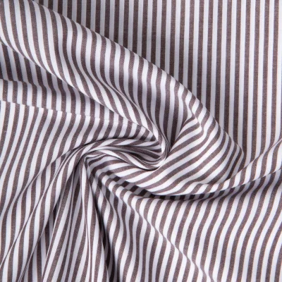 Tissu Vichy Coton rayé Marron - Par 10 cm