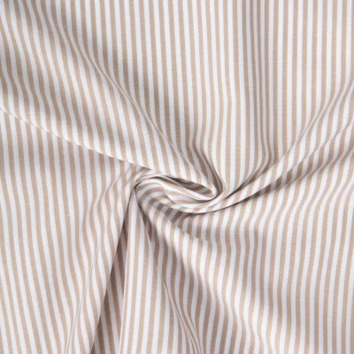 Tissu Vichy Coton rayé Beige - Par 10 cm