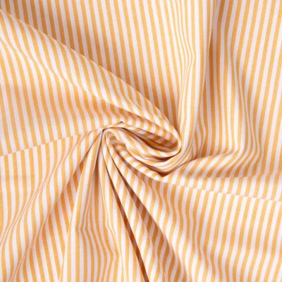 Tissu Vichy Coton rayé Ocre - Par 10 cm