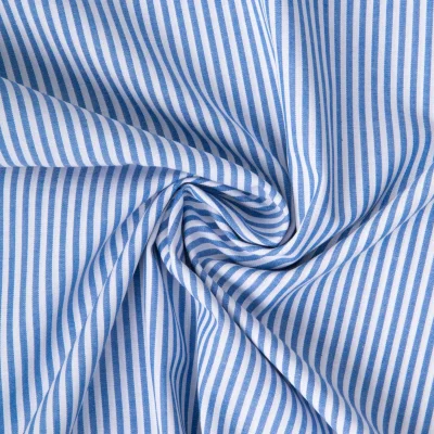 Tissu Vichy Coton rayé Bleu - Par 10 cm