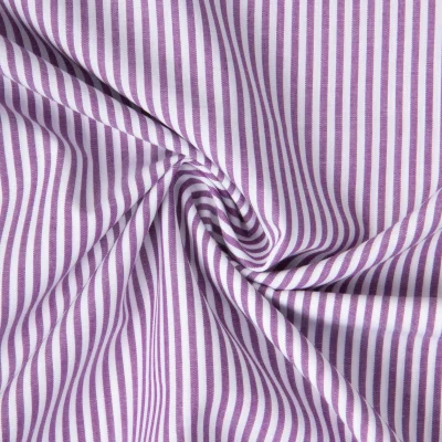 Tissu Vichy Coton rayé Violet - Par 10 cm