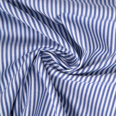 Tissu Vichy Coton rayé Bleu roi - Par 10 cm