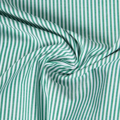 Tissu Vichy Coton rayé Vert gazon - Par 10 cm