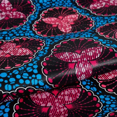 Tissu Wax africain n° 460 Bleu - Par 10 cm