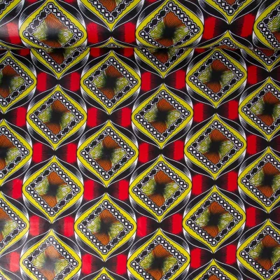 Tissu Wax africain n°625 sur fond Noir - Par 10 cm