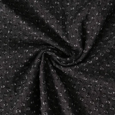Tissu Jean Denim plumetis ajouré Noir - Par 10 cm