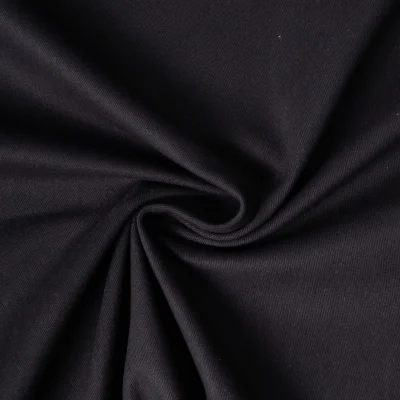 Tissu Coton Sergé légèrement extensible uni Noir - Par 10 cm