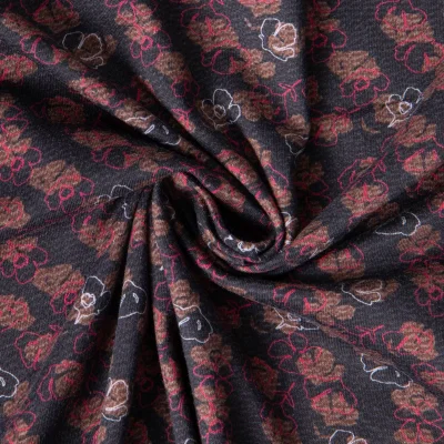 Tissu Viscose twill Ava fleurs nocturne sur fond Bleu nuit - Par 10 cm