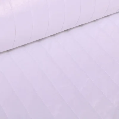 Tissu Doudoune matelassé rayé Blanc - Par 10 cm