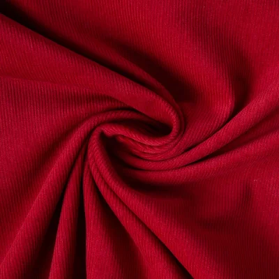 Tissu Velours milleraies Lilou uni  Rouge griotte - Par 10 cm