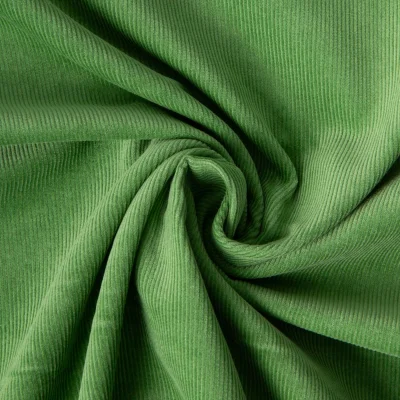Tissu Velours milleraies Lilou uni  Vert Cactus - Par 10 cm