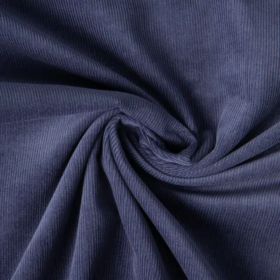 Tissu Velours milleraies Lilou uni  Bleu marine - Par 10 cm