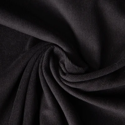 Tissu Velours milleraies Lilou uni  Noir - Par 10 cm