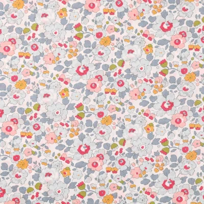 Tissu Liberty of London Betsy Gris et rose - Par 10 cm